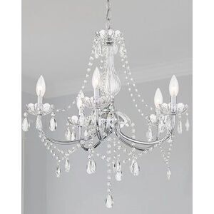 allen + roth Brookehill 5 -Light Chrome Plug-in/Hardwired Crystal Clear glass St